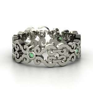  Balcony Band, Sterling Silver Ring with Emerald: Jewelry