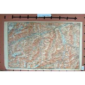  MAP 1901 SWITZERLAND CHUR TRONS BRIENZ MOUNTAINS