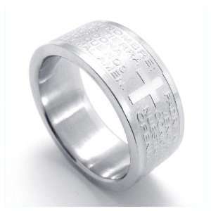  Mens Stainless Steel Faith Prayer Ring   Size 8: Jewelry