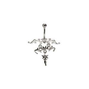  Triple Gemmed Tribal Hinged Belly Ring: Jewelry
