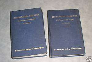 Genealogical Research: Methods Sources 2 volumes 1960  