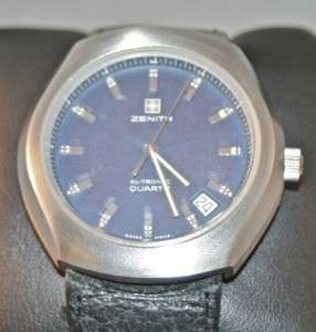 Zenith XL Tronic Quartz Watch Blue Face Stainless Steel Case  