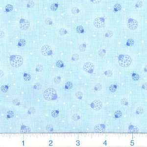  45 Wide Love Bug Lady Bugs Sky Blue Fabric By The Yard 