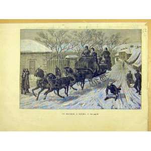  Quebec Canada Traineau Horse Sleigh French Print 1881 