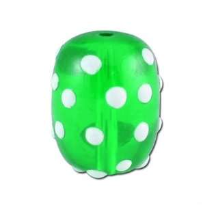  17mm Green Hand Painted Polka Dot Lampwork Beads Arts 