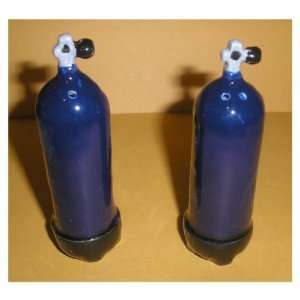   Blue Scuba Diver Tanks Salt and Pepper Shaker Set 