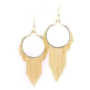    Popparazzi Long Gold Tone Chain Hoop summer Earrings Jewelry