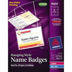 Avery 74459 Top Loading Neck Hanging Style Name Badges, 3x 4