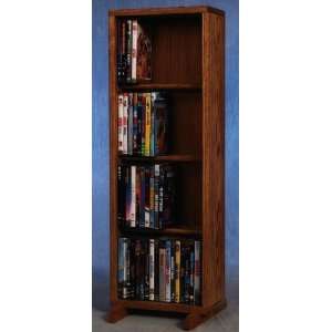    Solid Oak 4 Row 80 DVD Capacity Cabinet Tower