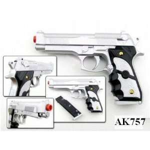  Silver Beretta Style Airsoft Spring Pistol: Sports 