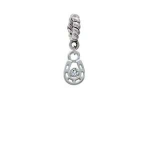  Mini Horseshoe with Clear Swarovski Crystal Silver Plated 