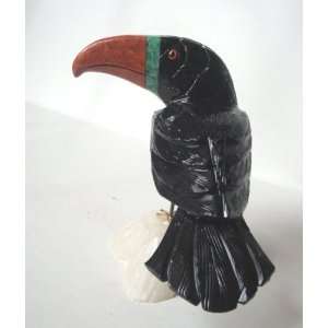  Natural Gemstone Black Onyx Toucan 3.75h 