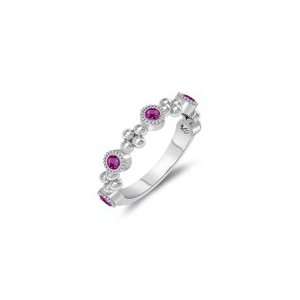  0.30 Cts Pink Sapphire Five Stone Wedding Band in 14K 