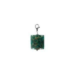  Lela Belle Horizon Green Square Flat Glass Bead Charm 