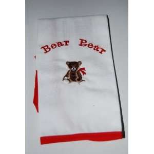  Embroidered Baby Bib   Red Bear Bear 