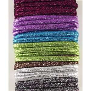   Glitter Rainbow, 7 Different Colors, Set of 120 Elastic Ponytail Bands