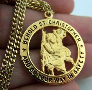 Size St Saint Christopher Medal Travel Gold Solid Sterling Silver 