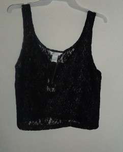 Candies Britney Spears Black Lace Top 4 zipper Nwt  