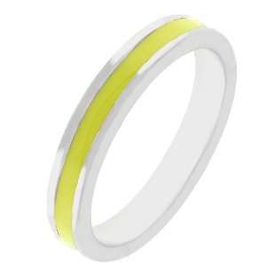   : Yellow Enamel Silver Tone Costume Ring (Size 5,6,7,8,9,10): Jewelry