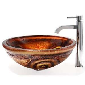    1007 Tiger Eye Glass Vessel Sink and Ramus Faucet