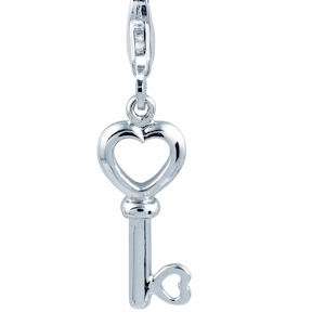 Amore & Baci 925 Sterling Silver Charming Life Heart Key Charm 
