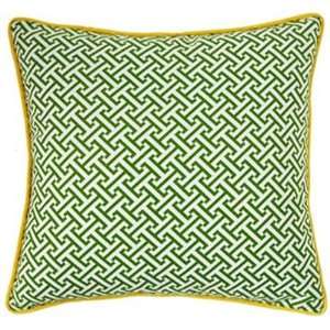  Maze Square Decorative Pillow in Green and Yellow