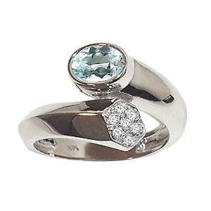 07 cttw Tommaso Design(tm) Genuine Aquamarine and Diamond Ring in 14 