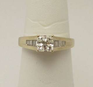 Womens 18k .83cttw Princess Cut Diamond Solitaire Ring  