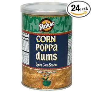 Shikar Corn Poppadums, Mint Chutney, 1.75 Ounce Canisters (Pack of 24 