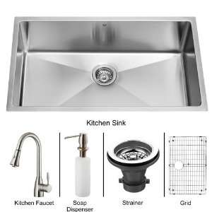 Vigo VG15049 Stainless Steel Kitchen Sink and Faucet Combos Single 