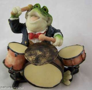 Drummer Drum Frog Player Figurine music 4 X 3 New  