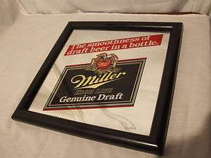   Framed Miller High Life Genuine Draft Advertising Bar Mirror / Sign