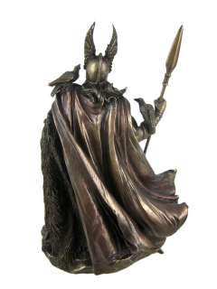 Norse God Odin Bronze Finish Statue Viking Pagan  