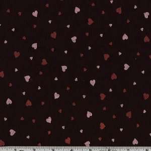 54 Wide Cotton Rib Knit Hearts Black Fabric By The Yard 