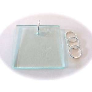  Vintage Collection Square Glass Tile with Hole and Tibetan 