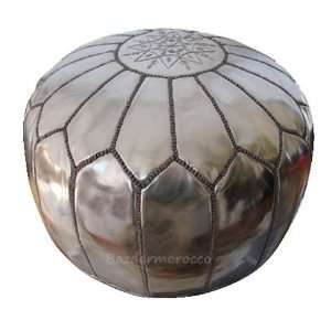  Stuffed Moroccan Pouf Metalic Silver Furniture & Decor