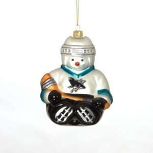  San Jose Sharks NHL Glass Snowman Ornament (5.5): Sports 