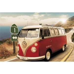    VW Bus Vintage Car Travel Poster 24 x 36 inches: Home & Kitchen