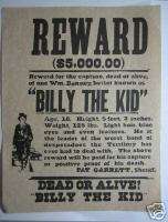 OLD WEST POSTER BILLY THE KID  