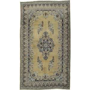   Brown Persian Hand Knotted Wool Kerman Rug: Furniture & Decor