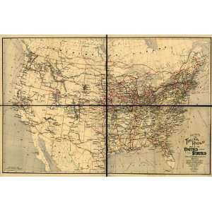  1898 Railroad map United States, Canada & Mexico