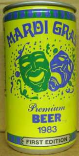 MARDI GRAS BEER Can 1st Edition 1983 Pearl SA, TEXAS 1+  