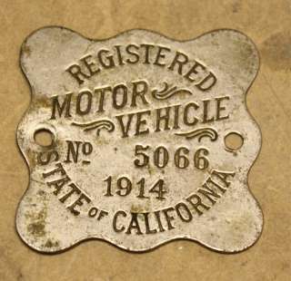 Vintage California Porcelain Pair License Plates Tags 1914 & 1915 w 