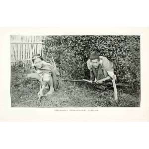   Aborigines Natives Weapons   Original Halftone Print