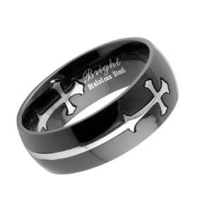: Black & Silver Color (SIZE 10)   Celtic Cross Ring   Christian Ring 