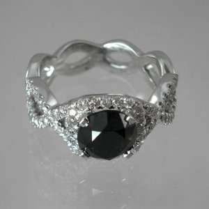  Gold Wedding Band Round Black Diamond Ring (2.50 ctw) (Black Diamond 
