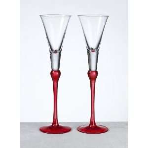  Set Of Tall Flutes  Red