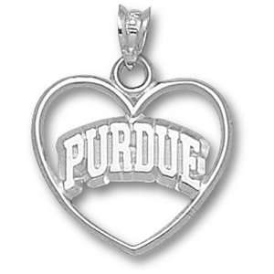 Purdue University Arched Purdue Heart Pendant (Silver):  