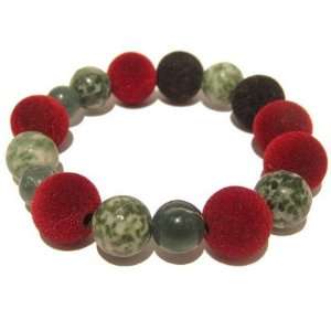   Bracelet 10 Stretch Forest Jasper Green Red Black Stone 7.5 Jewelry