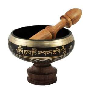   Black 4.75 Inch Buddhist Bowl  Handmade in Nepal Musical Instruments
